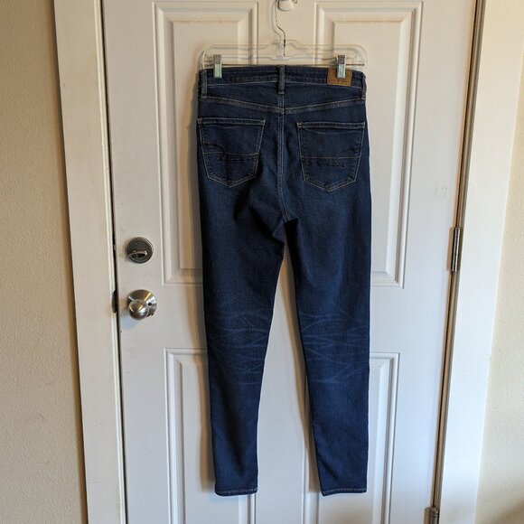 American Eagle Super Hi-Rise Jegging Size 8 Long Dark Wash Super Stretch - Picture 7 of 9